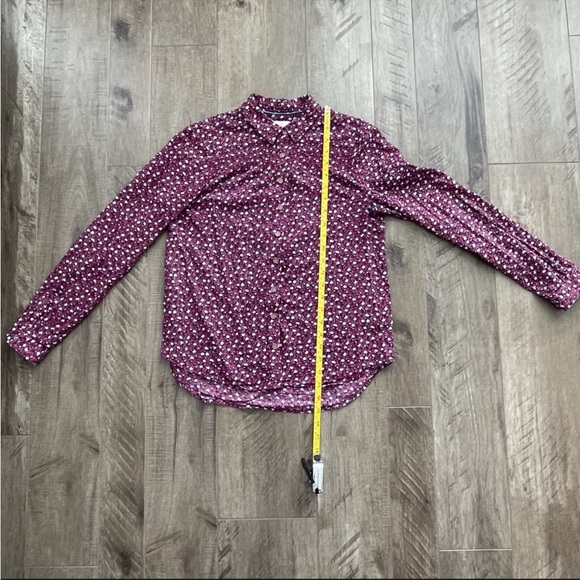 EUC Maeve x Anthro Calico Floral Button Down Wine in Size Sz 0 - Picture 7 of 13